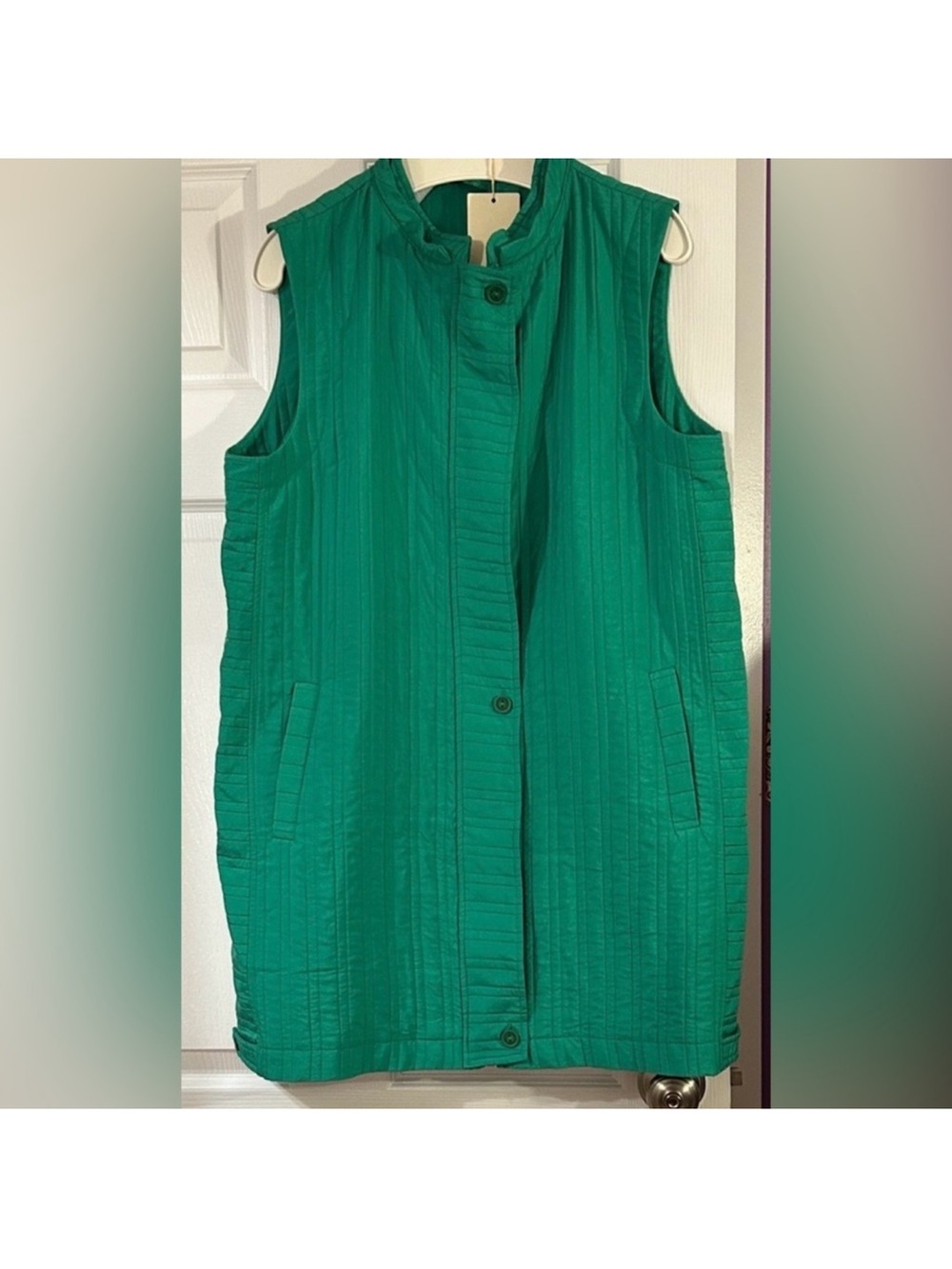 BNWT NIHAN Green Hooded Long Vest Jacket